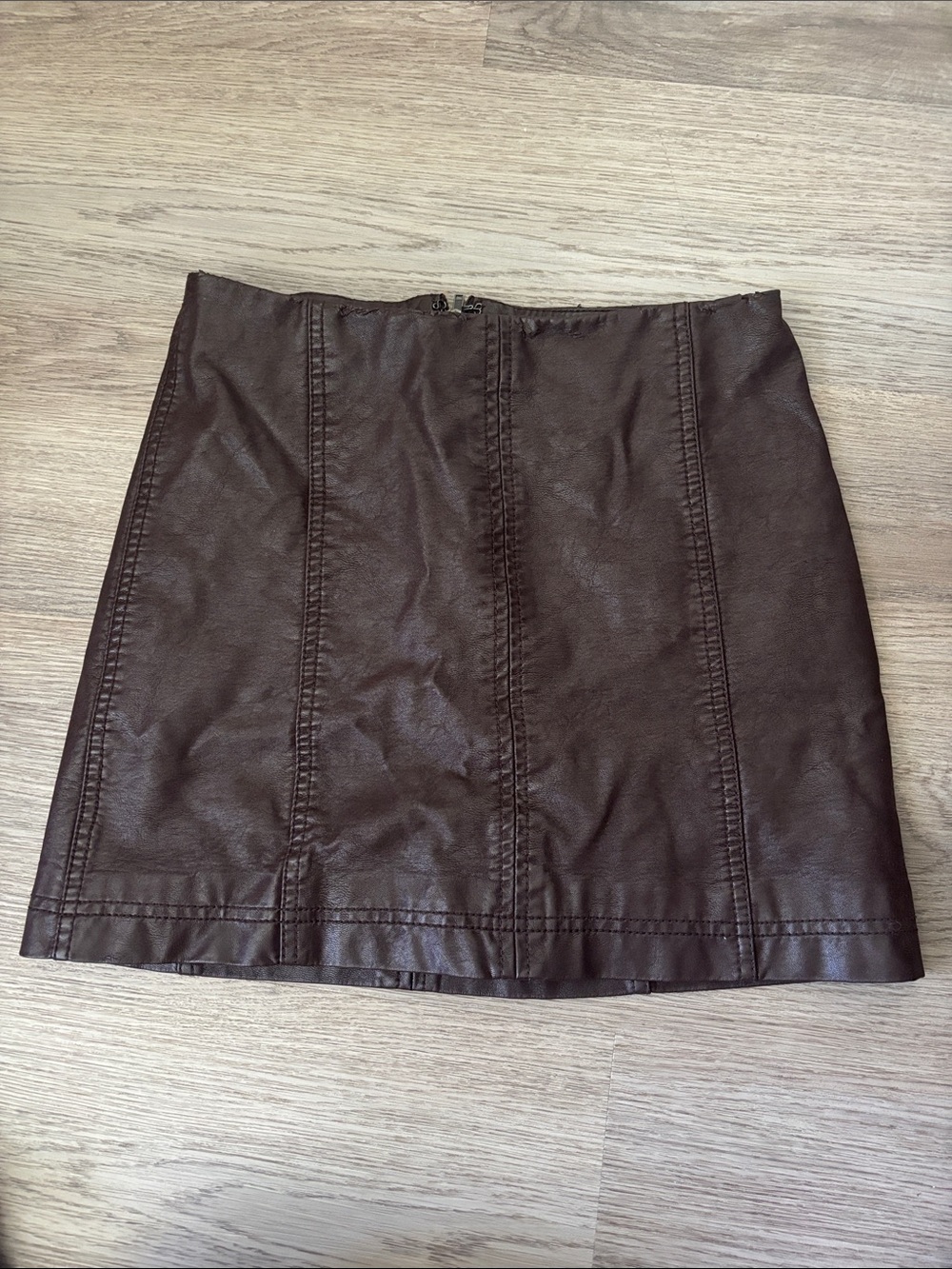 Free People Dark Brown Faux Leather Mini Skirt